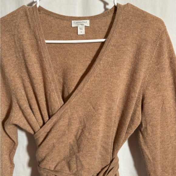 Garnet Hill Camel Long Sleeve Wrap Dress - Picture 3 of 3